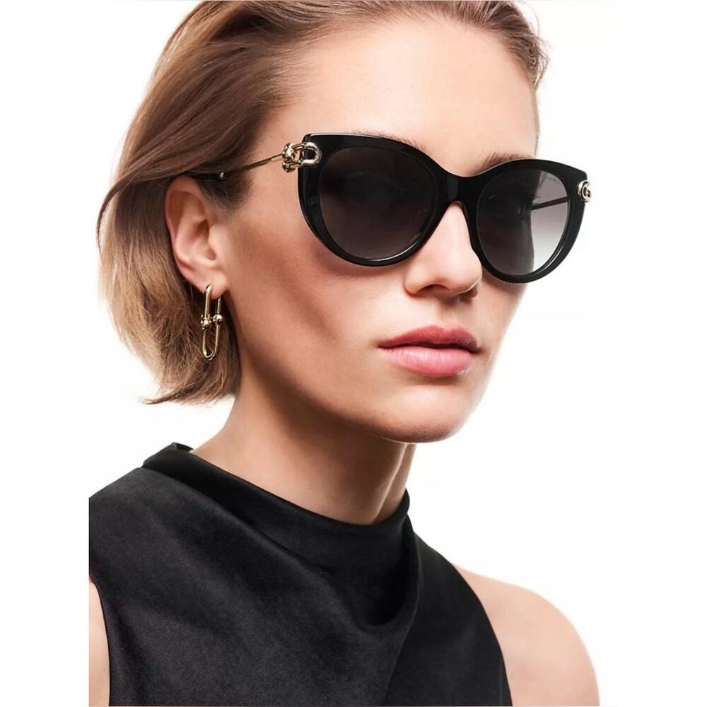 New TIFFANY & CO TF4232 80013C Designer Black Cat-Eye Sunglasses Gold Accents